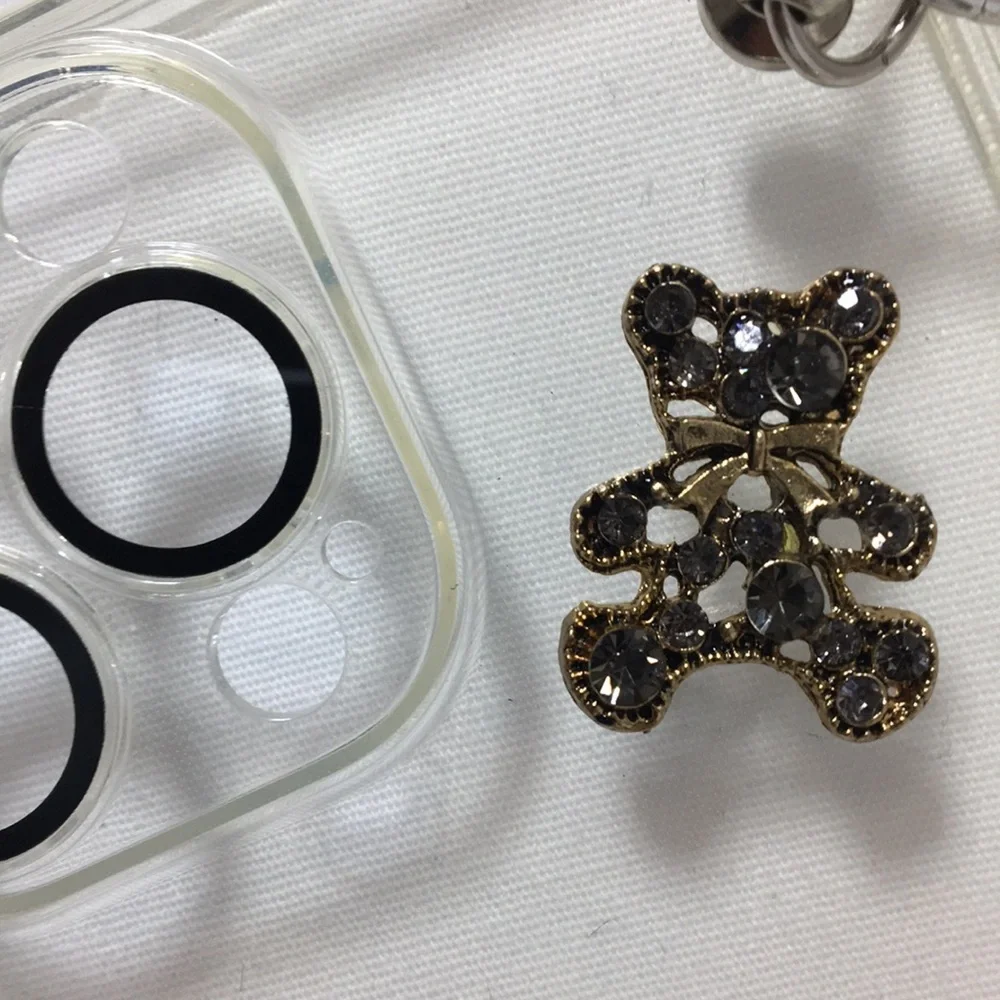Clear Custom iPhone 13 Pro Max case with charms and chain